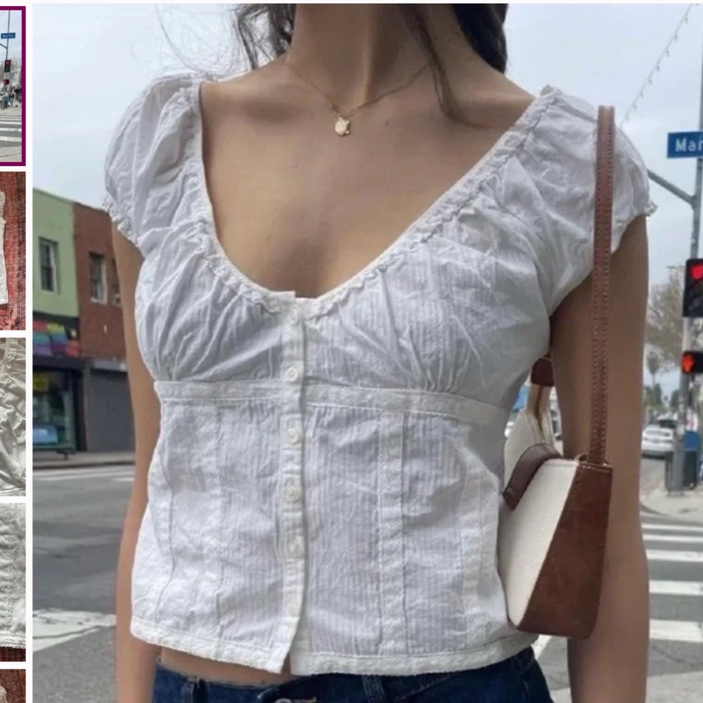 NWT Brandy Melville‎ White Tianna Lace Button Top